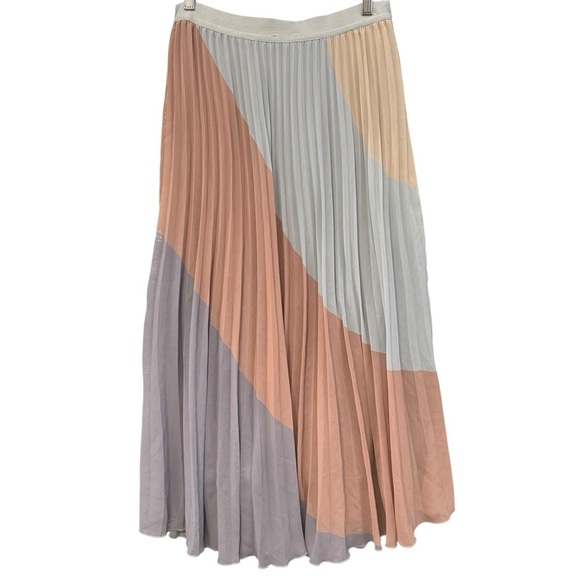 WD·NY Pleated Midi Skirt Multicolor Abstract Colorblock Size M - Picture 3 of 6